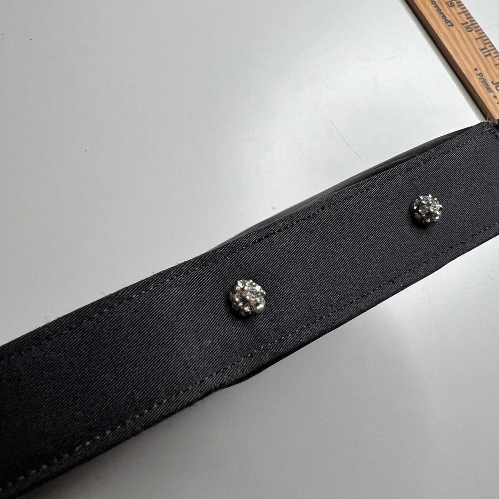 Vintage Lewis Top Handle Bag Womens Small Black Satin Rhinestone Purse Evening - Picture 5 of 7